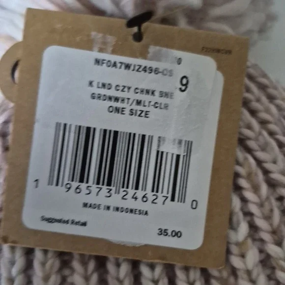 North Face Hat Beanie Kids One Size Pink Multi Color Knit Pom Cozy Winter New - Picture 5 of 6